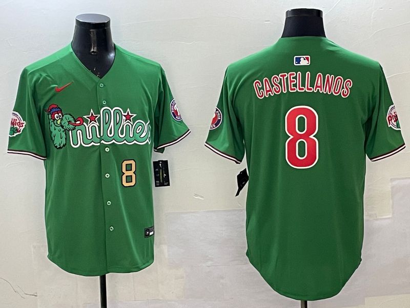 Men Philadelphia Phillies #8 Castellanos Green Three generations Joint Name Game 2025 Nike MLB Jersey style 4